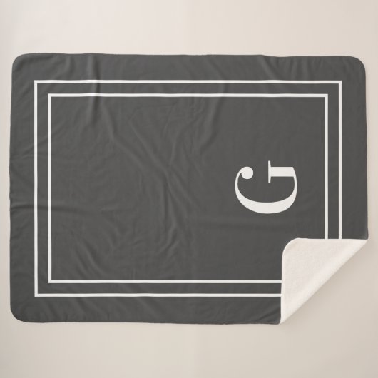 Elegant Mit Monogramm für ihn grau und weiß Sherpadecke (Vorderseite (Horizontal))