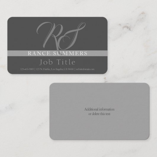 Elegant Mit Monogramm | Grays Visitenkarte (Vorne/Hinten)