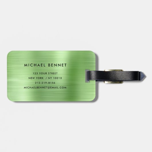 Elegant Mit Monogramm Green Gepäckanhänger (Rückseite horizontal)