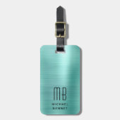 Elegant Mit Monogramm Green Gepäckanhänger (Vorderseite vertikal)