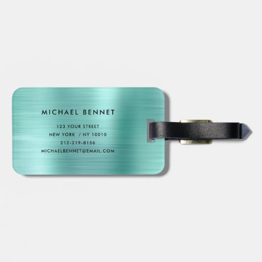 Elegant Mit Monogramm Green Gepäckanhänger (Rückseite horizontal)