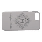 Elegant Mit Monogramm, klassisch grau Case-Mate iPhone Hülle (Rückseite (Horizontal))
