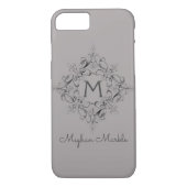 Elegant Mit Monogramm, klassisch grau Case-Mate iPhone Hülle (Rückseite)