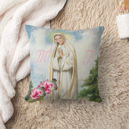 Elegant Mit Monogramm mit Name Rose Throw Kissen (Decke)