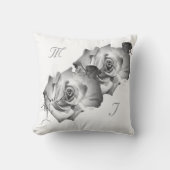 Elegant Mit Monogramm mit Name Rose Throw Kissen (Vorderseite)