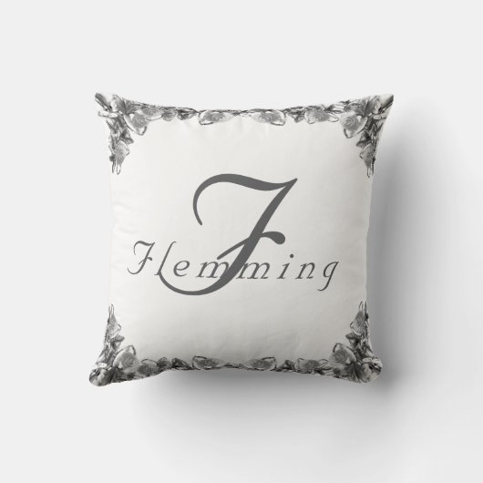 Elegant Mit Monogramm mit Name Rose Throw Kissen (Rückseite)