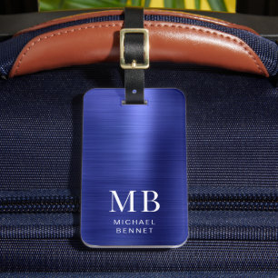 Elegant Mit Monogramm Navy Blue Gepäckanhänger