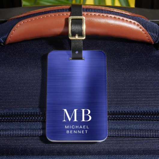 Elegant Mit Monogramm Navy Blue Gepäckanhänger (Vorderseite Insitu 2)