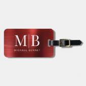 Elegant Mit Monogramm Red Gepäckanhänger (Vorderseite horizontal)