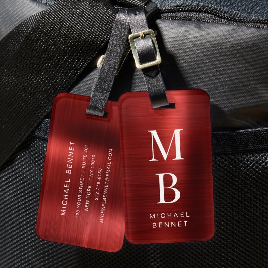 Elegant Mit Monogramm Red Gepäckanhänger