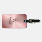 Elegant Mit Monogramm Rosa Metallic Gepäckanhänger (Vorderseite horizontal)