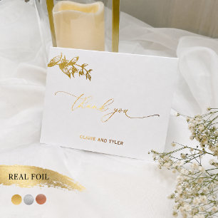 Elegant mit oder ohne Foto Danke Hochzeit Folienkarte
