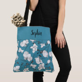 Elegant mit schwarz-weißen Orchideen chic blau Tasche (Von Nahem)