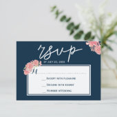 Elegant Mitternacht Marineinfanterie Hochzeit RSVP (Stehend Vorderseite)