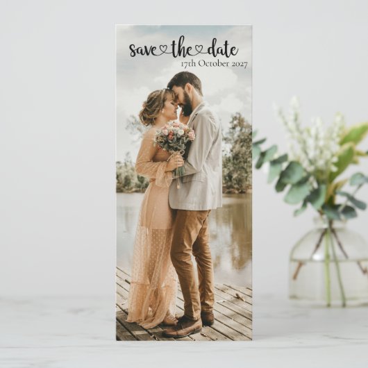 Elegant mobil & druckfreundlich Save the Date Einladung (Stehend Vorderseite)