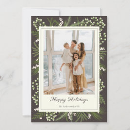 Elegant Mocha Botanical | Ivory Holiday Greeting Karte