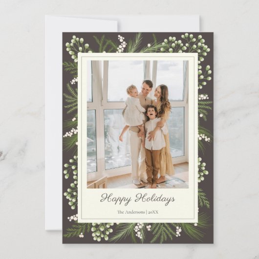 Elegant Mocha Botanical | Ivory Holiday Greeting Karte (Vorderseite)
