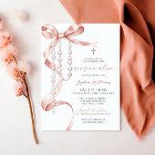 Elegant Mocha Bow & Rosary Bestätigung Einladung