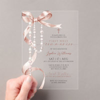 Elegant Mocha Bow & Rosary Erste Heilige Kommune
