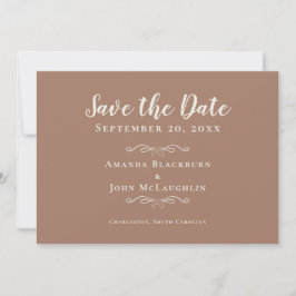 Elegant Mocha Brown Rustikale Romantische Kalligra Save The Date