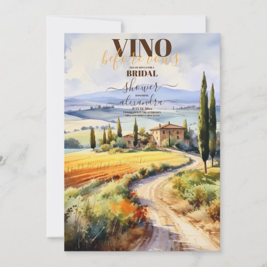 Elegant Moden Vino Before Vows Brautparty Einladung (Vorderseite)