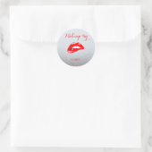 Elegant Moder Girly, Glitterie, Rote Lippen Runder Aufkleber (Tasche)