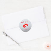 Elegant Moder Girly, Glitterie, Rote Lippen Runder Aufkleber (Umschlag)
