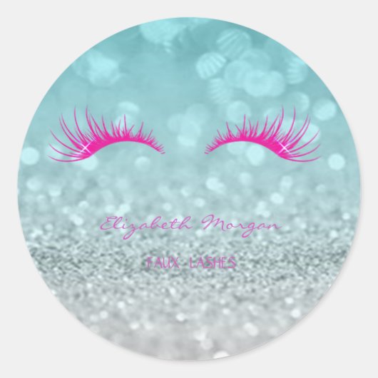 Elegant Moder Glittery Bokeh, Imitate Lashes Runder Aufkleber (Vorderseite)