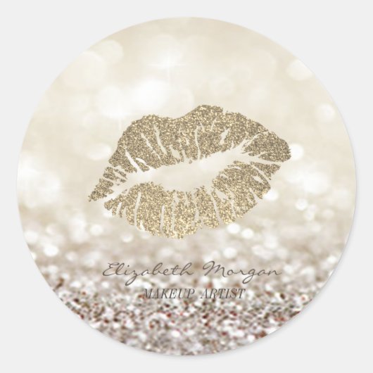 Elegant Moder Glittery Bokeh, Lips Runder Aufkleber (Vorderseite)