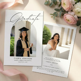 Elegant Modern 2 Photo Graduation Announcement Ankündigung