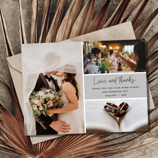 Elegant Modern 4 Foto Wedding Vielen Dank