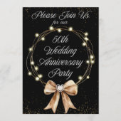 Elegant Modern 50th Anniversary Party Gold Black Einladung (Vorderseite)