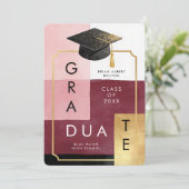 Elegant Modern Abstract Graduation Cap Party Einladung (Stehend Vorderseite)