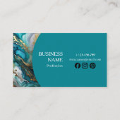 Elegant Modern Agate Marble | Teal & Gold Visitenkarte (Rückseite)