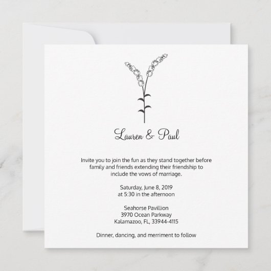 Elegant, Modern, and Minimalist Twigs Desig Einladung (Rückseite)