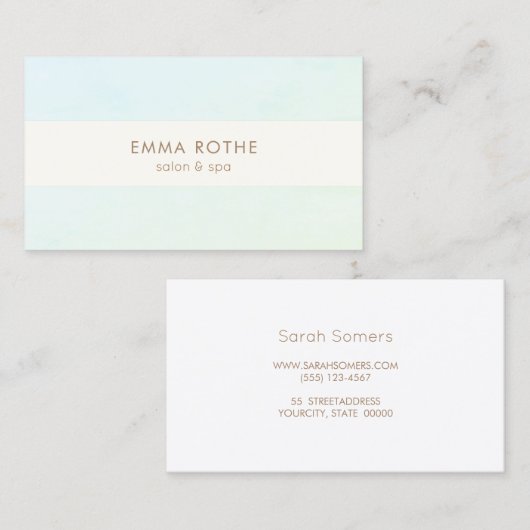 Elegant Modern Aqua Green Ombre Beauty Visitenkarte (Vorne/Hinten)