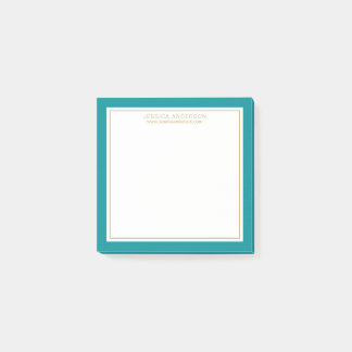Elegant & modern Aquamarin/weiß/gold Personalisier Post-it Klebezettel