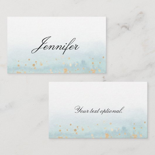 Elegant Modern Aquerell Mint Grün Gold Platzkarte (Vorne/Hinten)