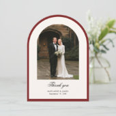 Elegant Modern Arch Photo Wedding Thank You Card Einladung (Stehend Vorderseite)