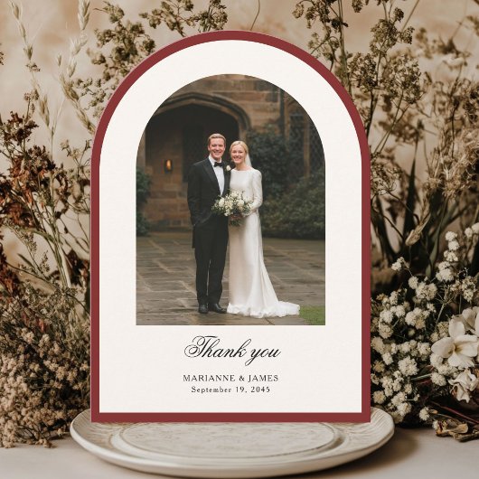 Elegant Modern Arch Photo Wedding Thank You Card Einladung