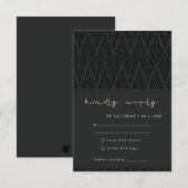 ELEGANT MODERN ART DECO BLACK GOLD WEDD RSVP BEGLEITKARTE (Vorne/Hinten)