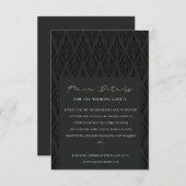 ELEGANT MODERN ART DECO BLACK GOLD WEDDING DETAILS BEGLEITKARTE (Vorne/Hinten)