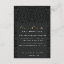 ELEGANT MODERN ART DECO BLACK GOLD WEDDING DETAILS BEGLEITKARTE