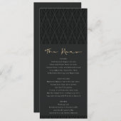 ELEGANT MODERN ART DECO SCHWARZES GOLD WEDD MENÜ EINLADUNG (Vorne/Hinten)