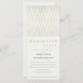 ELEGANT MODERN ART DECO WHITE SILVER VERLOBUNG EINLADUNG (Vorne/Hinten)