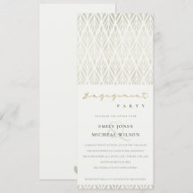 ELEGANT MODERN ART DECO WHITE SILVER VERLOBUNG