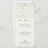 ELEGANT MODERN ART DECO WHITE SILVER WEDD MENU EINLADUNG (Vorne/Hinten)