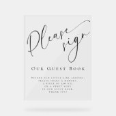 Elegant Modern Baby Shower Guest Book  Acrylschild (Vorderseite)