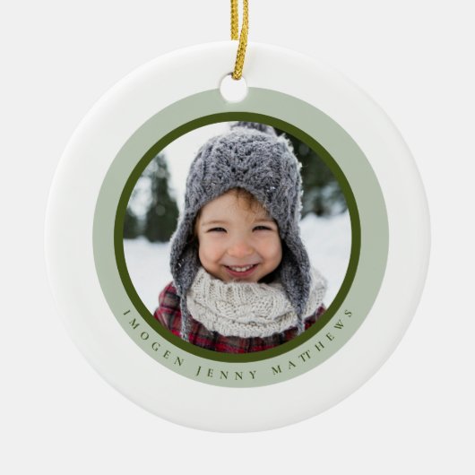 Elegant Modern Baby's First Christmas Keepake Keramik Ornament (Vorne)