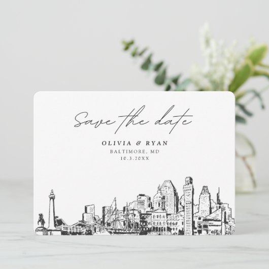 Elegant Modern Baltimore Save the Date Einladung (Stehend Vorderseite)